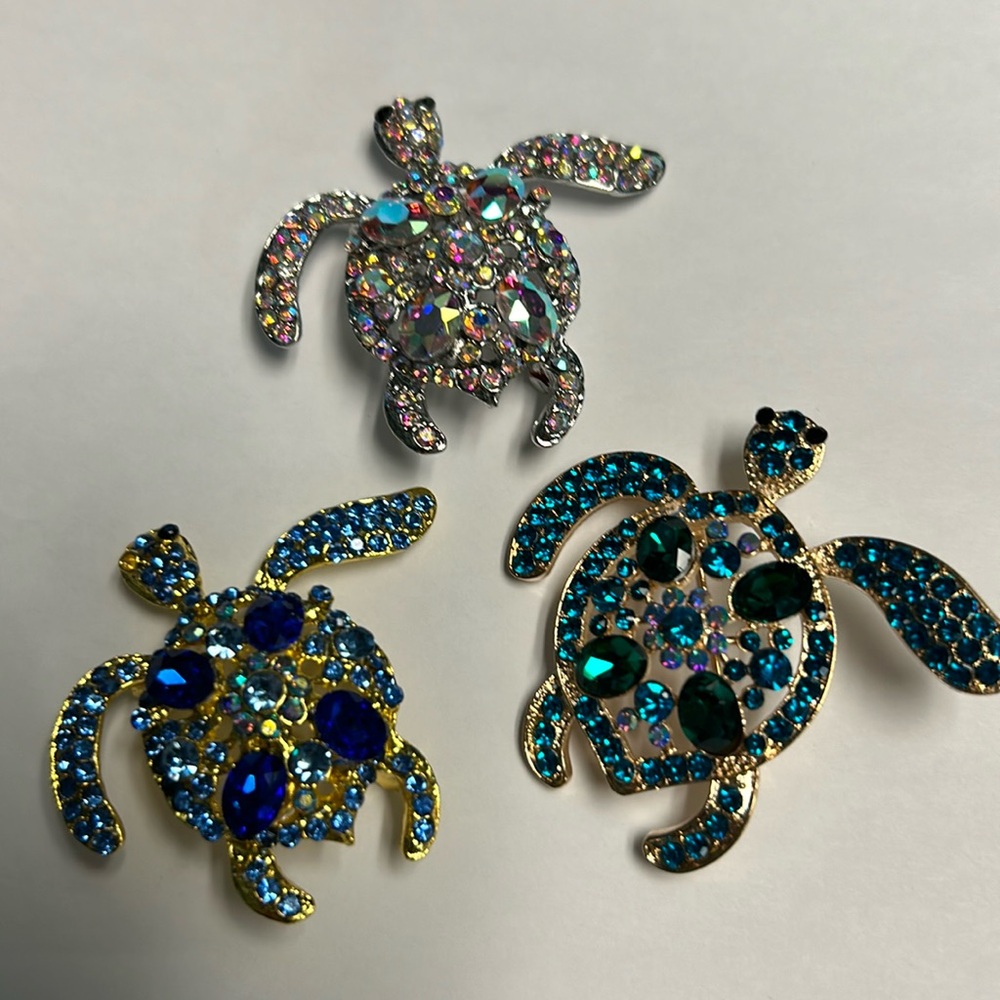 Rhinestone Turtle Brooch - CHOOSE ONE - New
